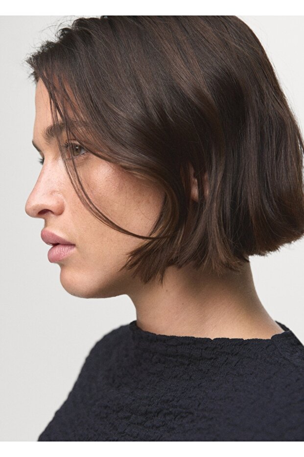 Krep pamuklu bluz - 8