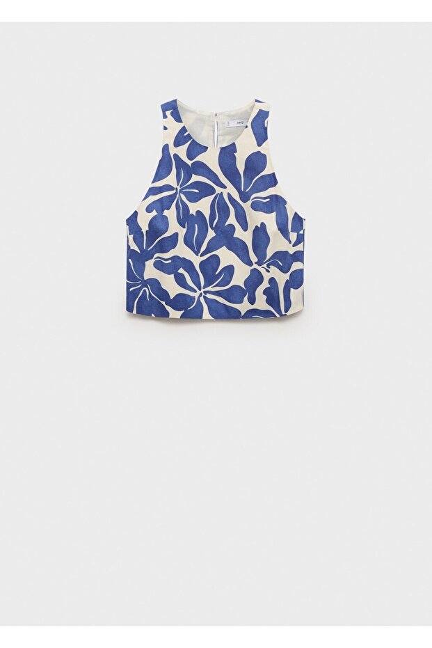 Çiçekli cropped bluz - 3