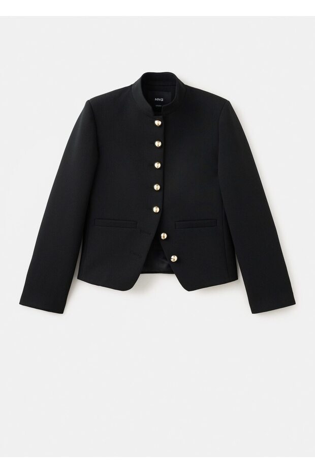 Mücevher düğmeli hakim yakalı ceket - 3