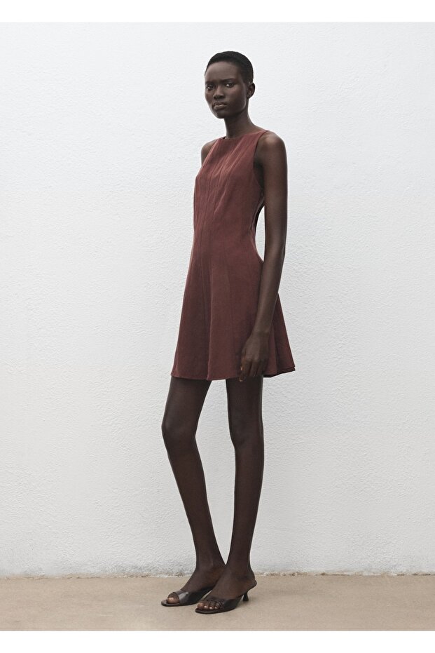 Lyocell dikiş detaylı elbise - 2