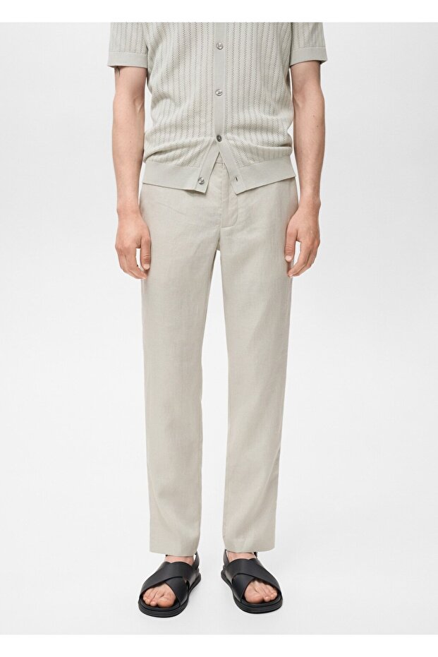 Slim fit %100 keten pantolon - 1