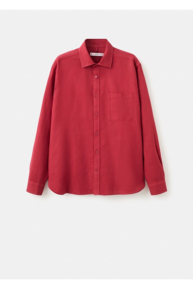 Cepli regular kesim keten gömlek - 3