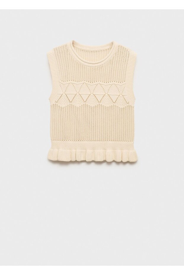 Volanlı ajur örgü yelek - 3