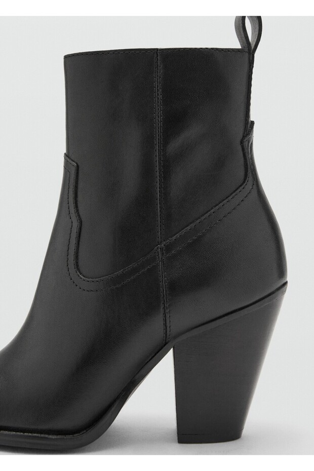 Blok topuk deri kısa bot - 4