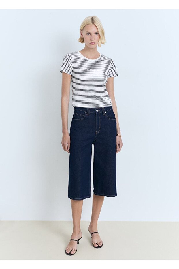 Logolu çizgili tişört - 2