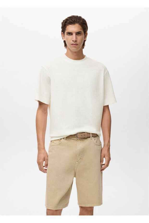 Pamuklu dokuma tişört - 1