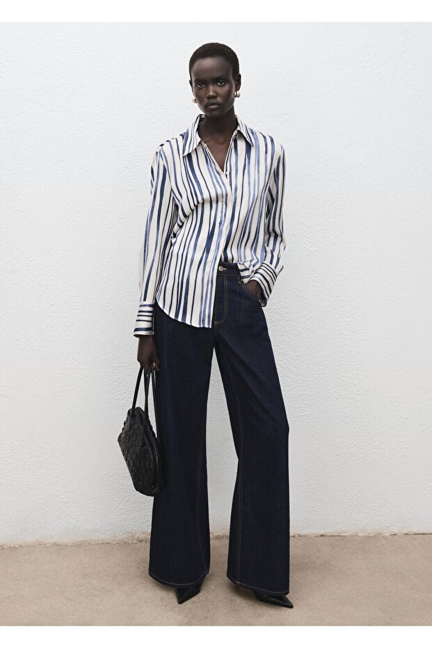 Dökümlü desenli gömlek - 2