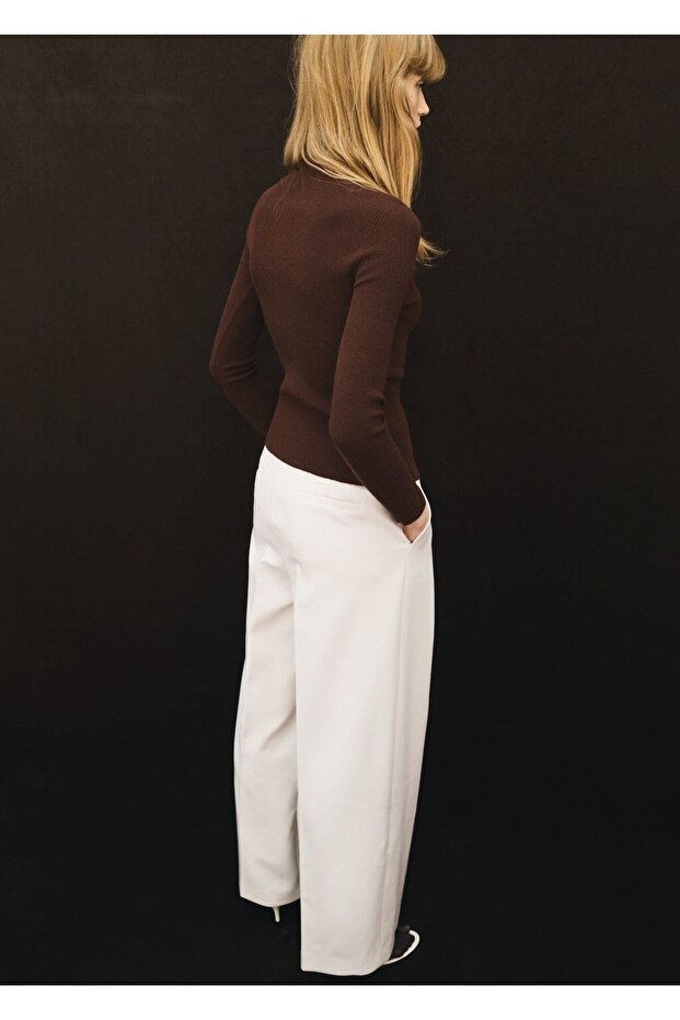 Pileli fermuarlı pantolon - 4