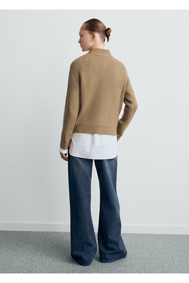 Kontrast çizgili perkins yaka jarse - 4