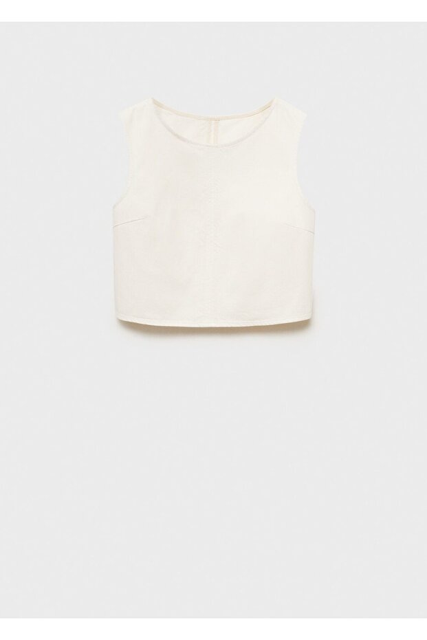 Tokalı denim crop bluz - 3