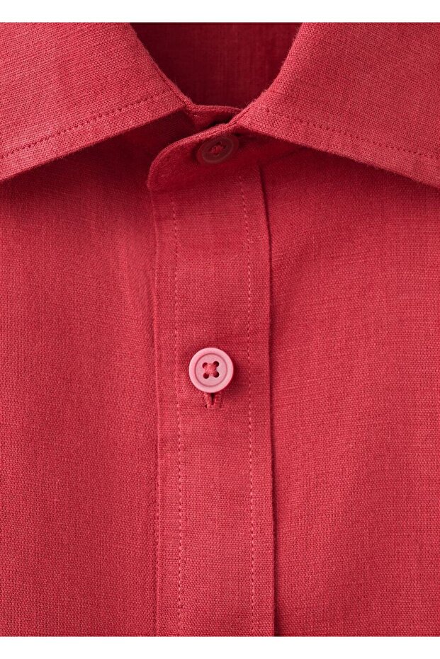 Cepli regular kesim keten gömlek - 8