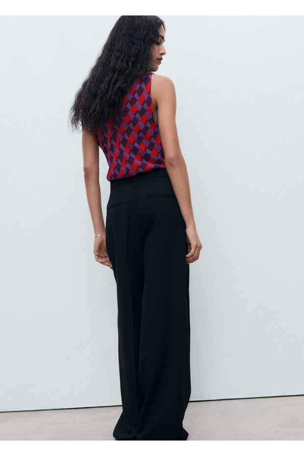 Drapeli yaka baskılı bluz - 4