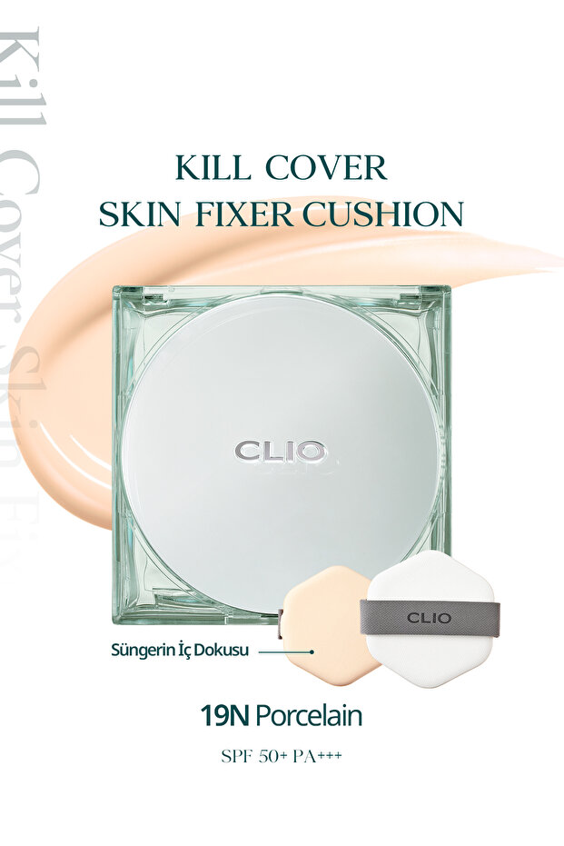 Permanent, Matte Cushion Foundation Kill Cover Skin Fixer Cushion + Refill (19N Porcelain) Spf50+ Pa+++