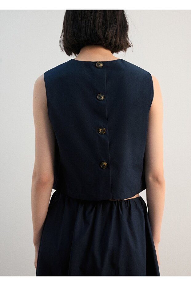 Düğmeli kısa bluz - 4