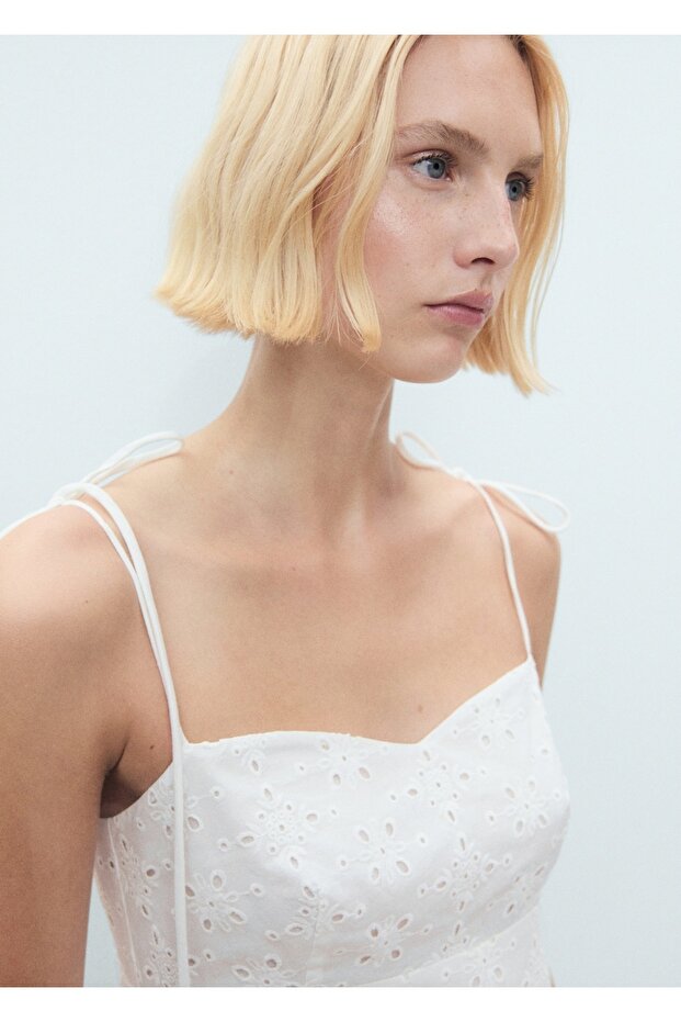 Die cut detaylı midi elbise - 6