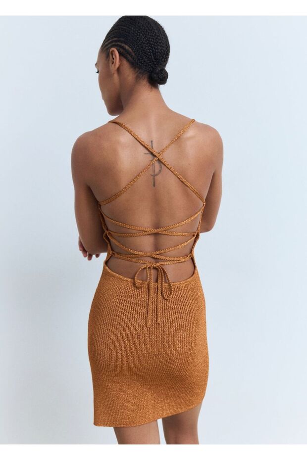 Sırtı çapraz lureks elbise - 4