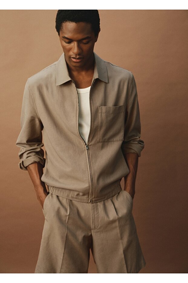 Dökümlü desenli gömlek - 8