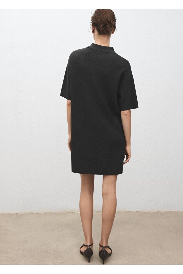 Polo yaka triko elbise - 4