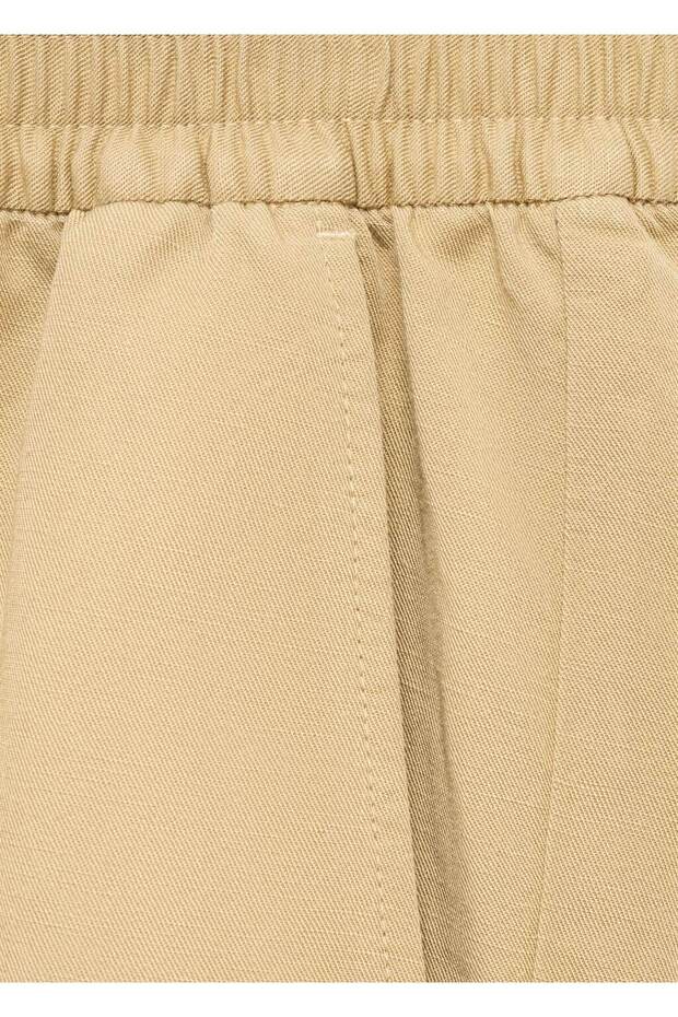 Keten karışımlı elastik belli bermuda şort - 5