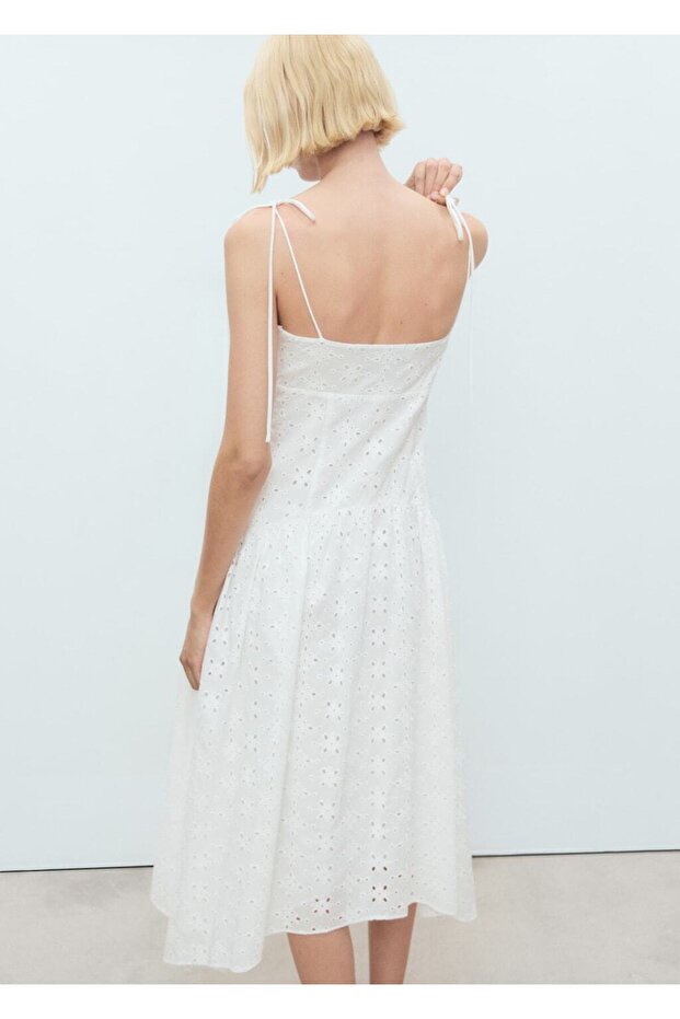 Die cut detaylı midi elbise - 4