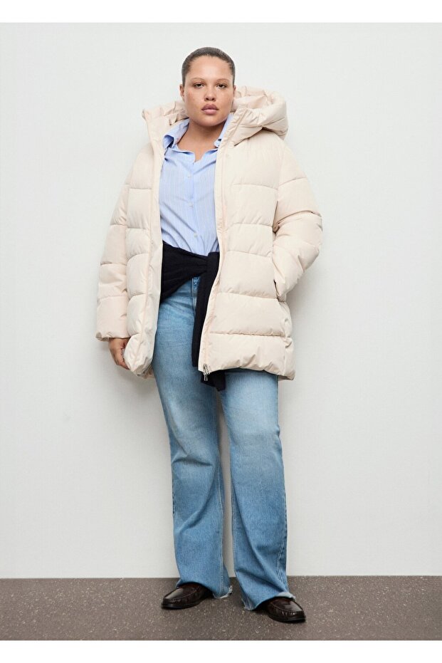 Kapüşonlu kapitone anorak - 8