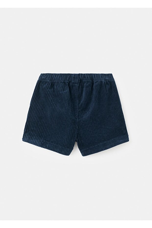 Düğmeli kadife şort - 2