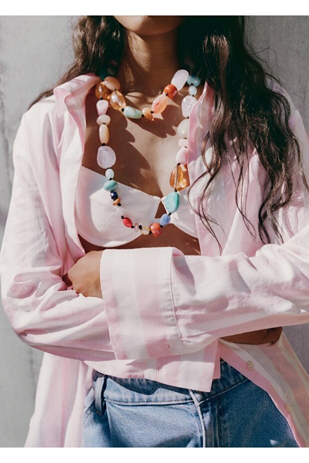 Çizgili pamuklu gömlek - 6