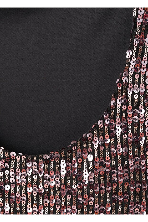 Payetli mini elbise - 5