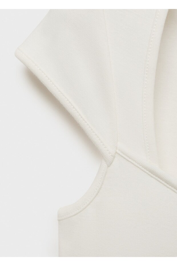 Pamuklu dekolte yaka tişört - 7