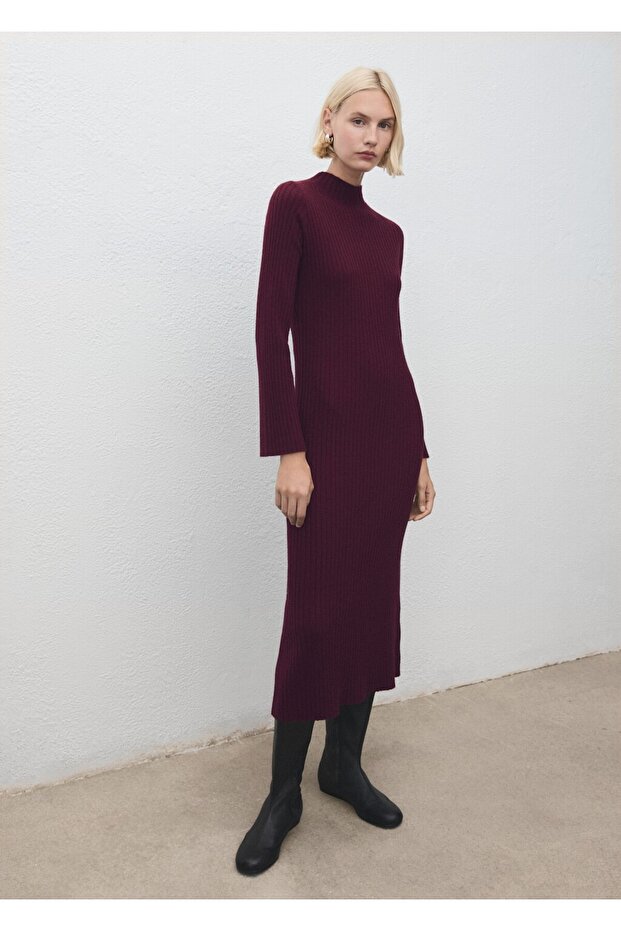 Perkins yaka ribana elbise - 2