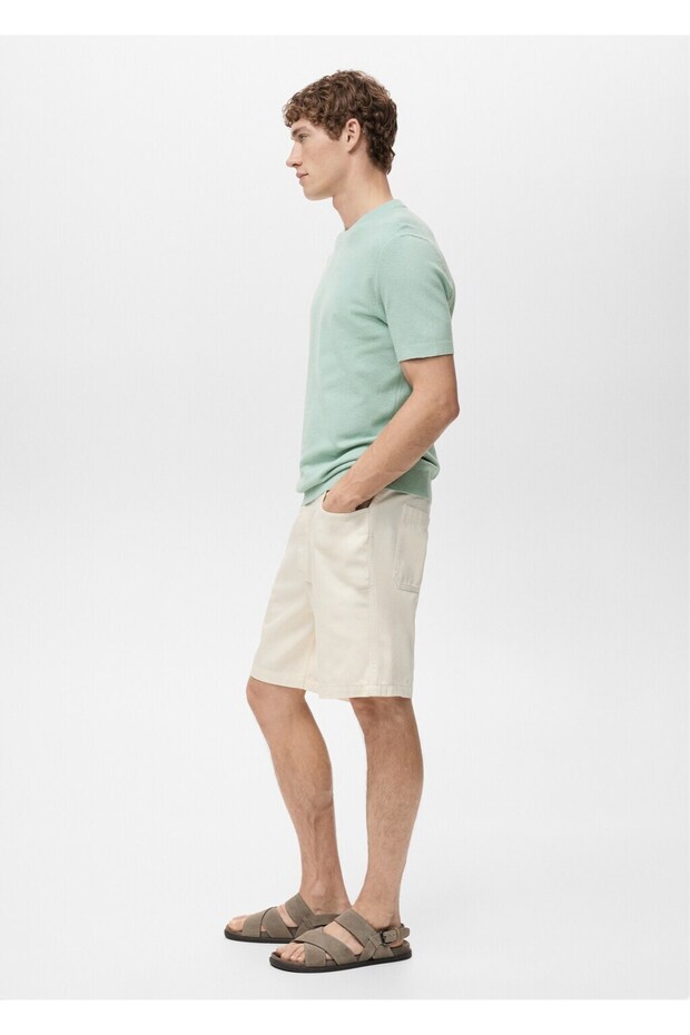 Pamuklu ince dokuma tişört - 7