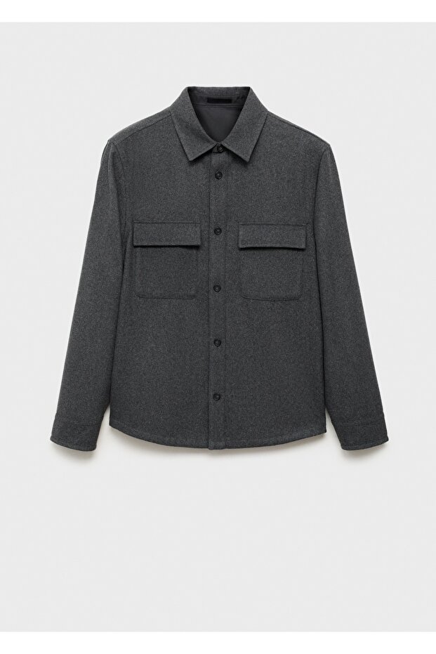 Cepli yün gömlek ceket - 3