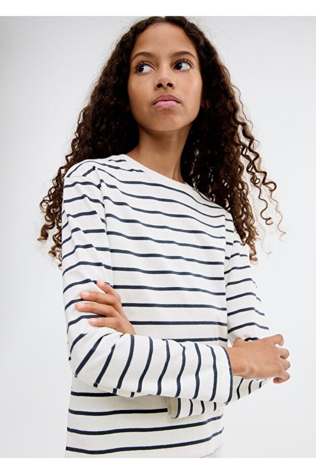 Çizgili basic tişört - 1