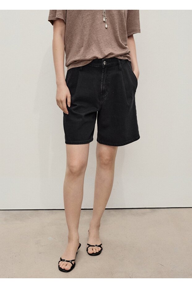 Pilili denim bermuda şort - 1