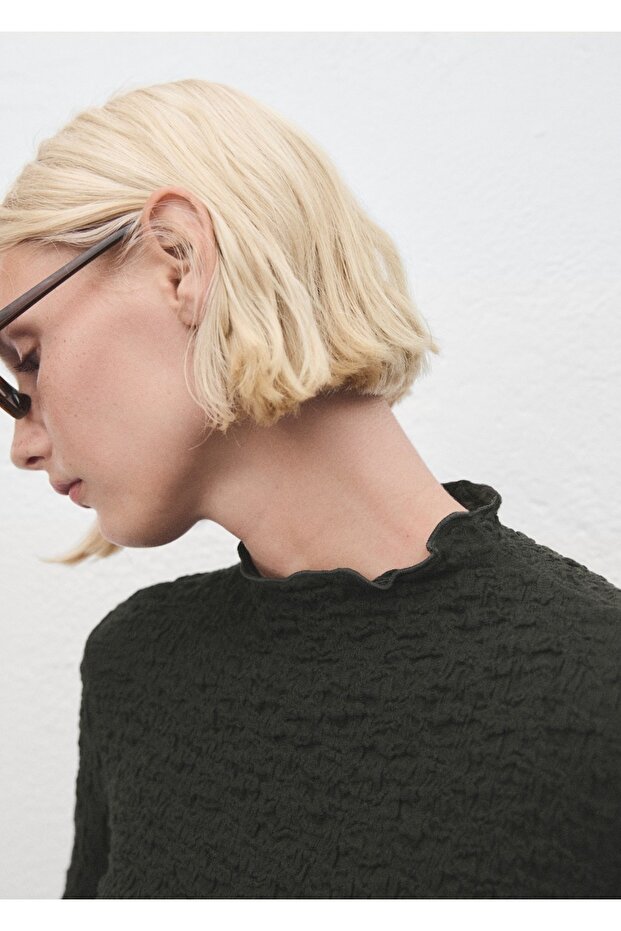 Dokuma krep bluz - 6