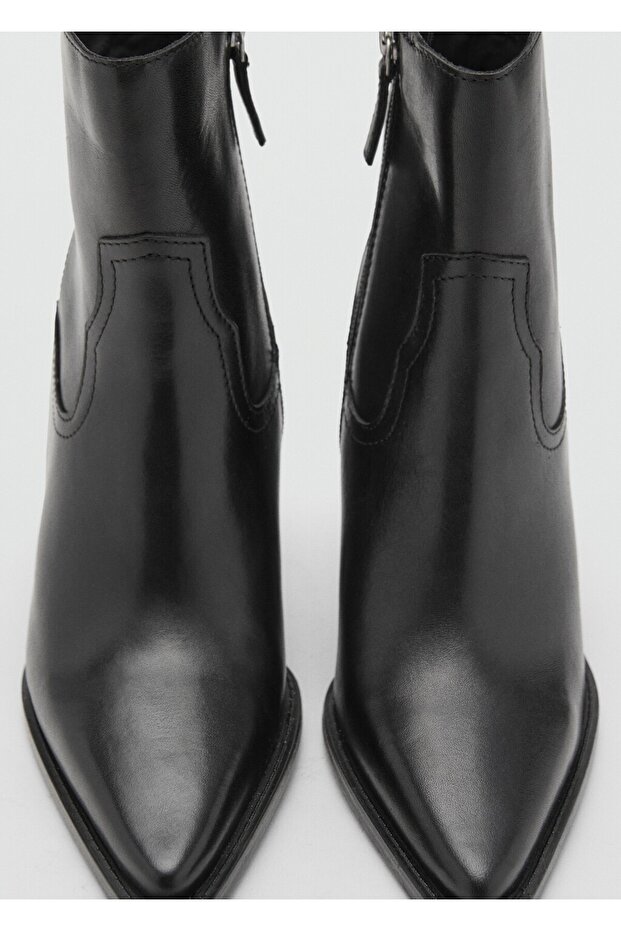 Blok topuk deri kısa bot - 5