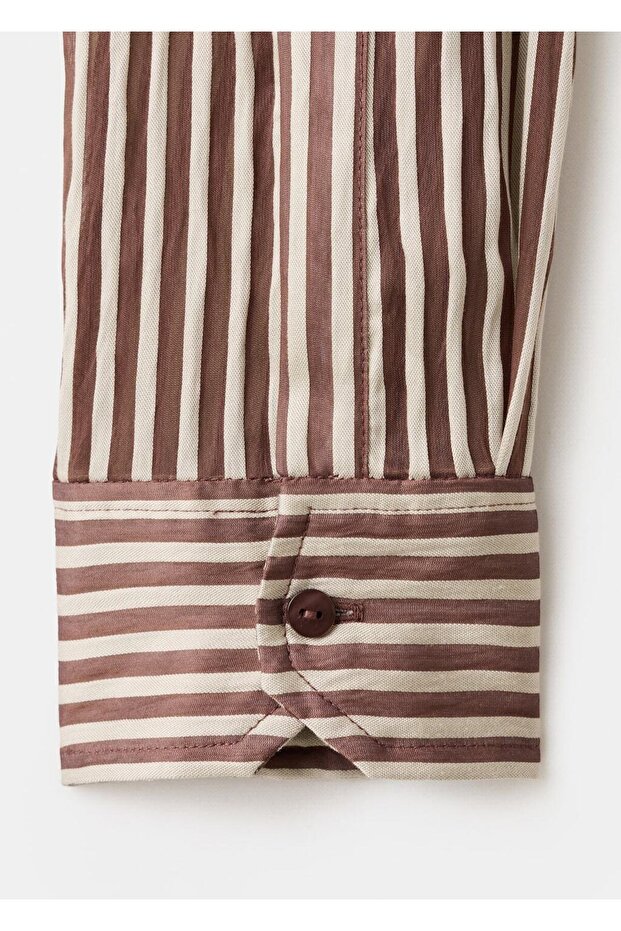 Fiyonk yaka çizgili bluz - 5