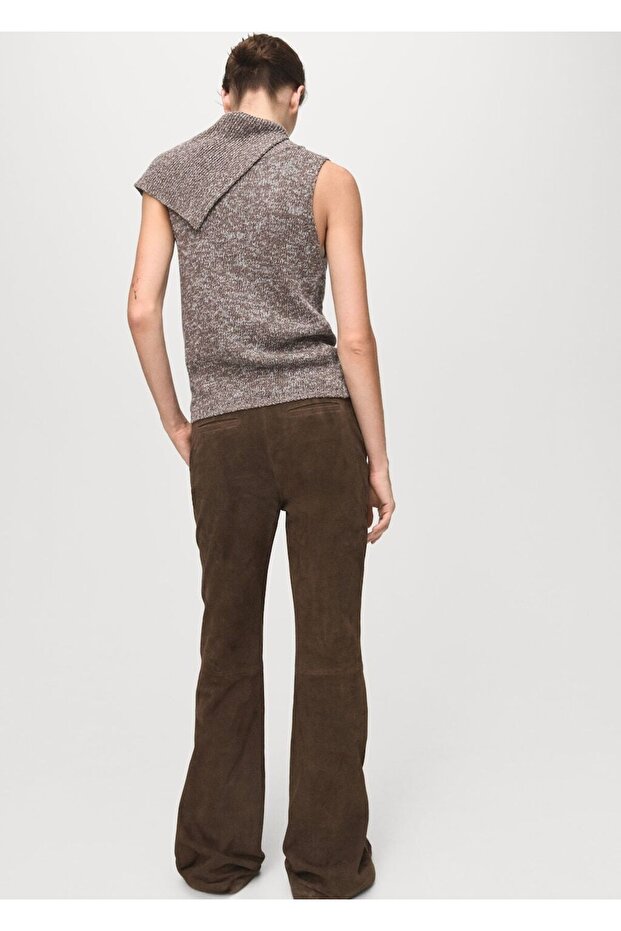 Sarmal yaka kırçıllı yelek - 4