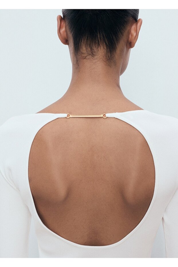 Sırtı açık triko elbise - 7