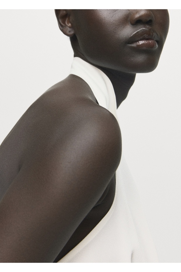 Drape yakalı saten bluz - 6