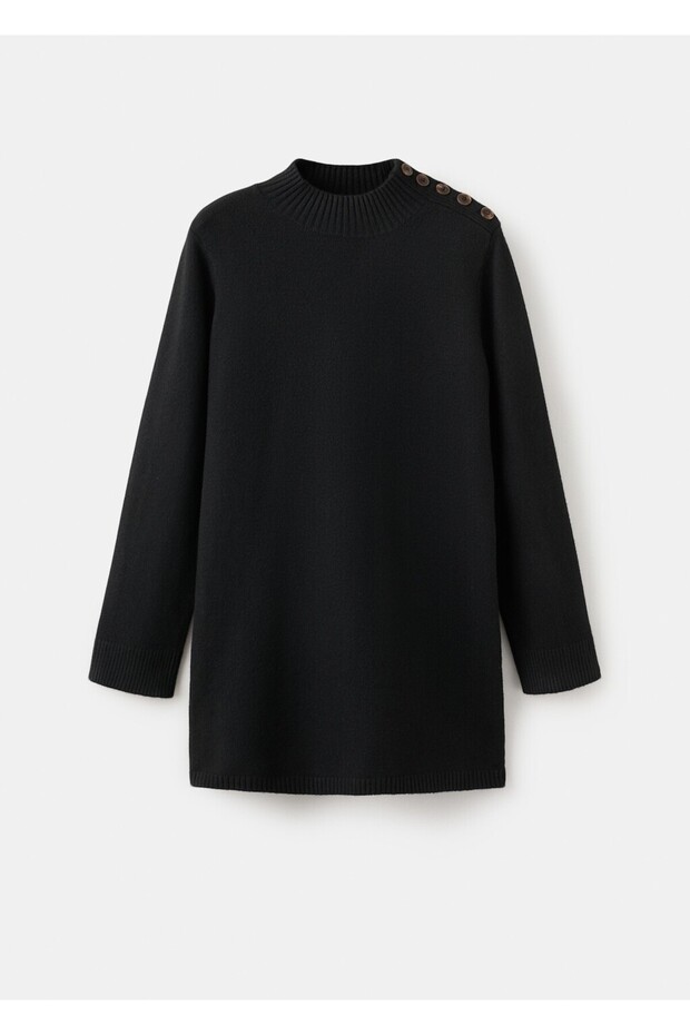 Düğmeli triko elbise - 3