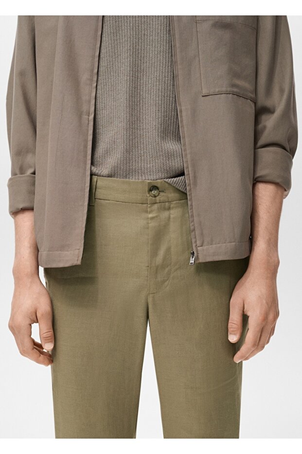 Slim fit %100 keten pantolon - 6