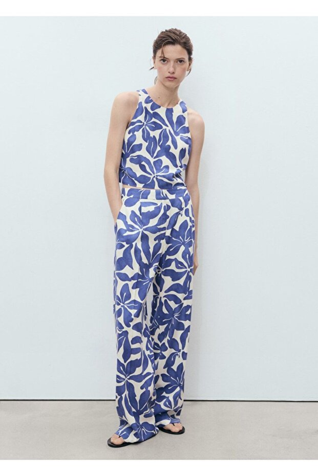 Çiçekli cropped bluz - 2