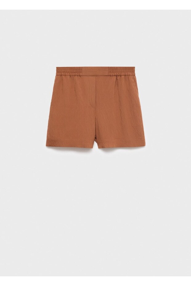 Kontrast detaylı dokulu şort - 3