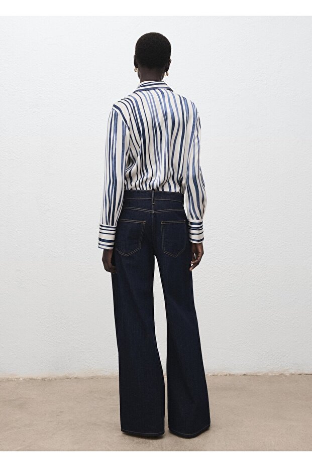 Dökümlü desenli gömlek - 4