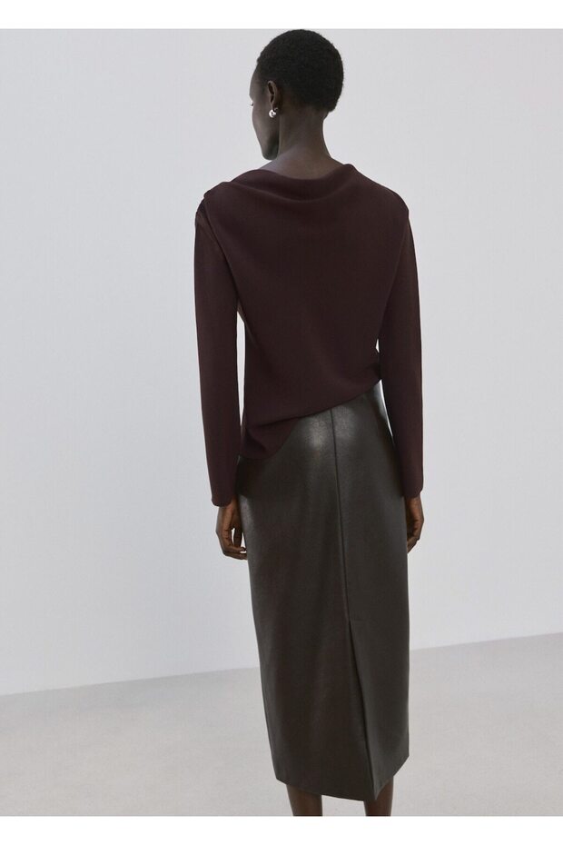 Asimetrik yaka bluz - 4