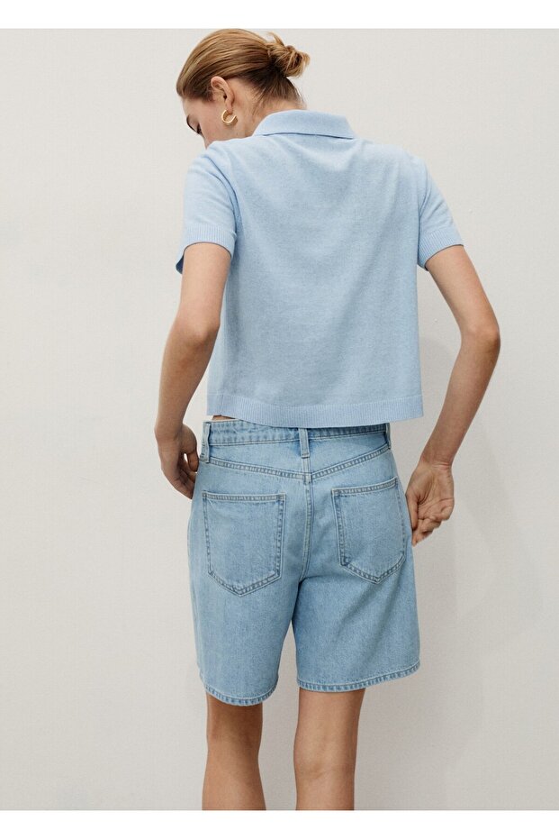 Pilili denim bermuda şort - 4