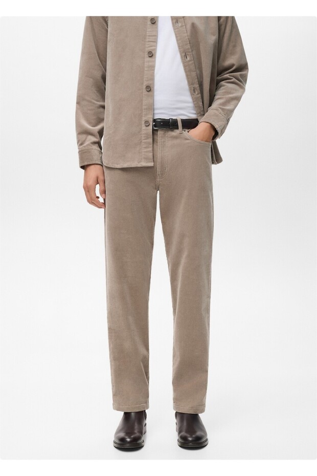 Regular kesim fitilli kadife pantolon - 1