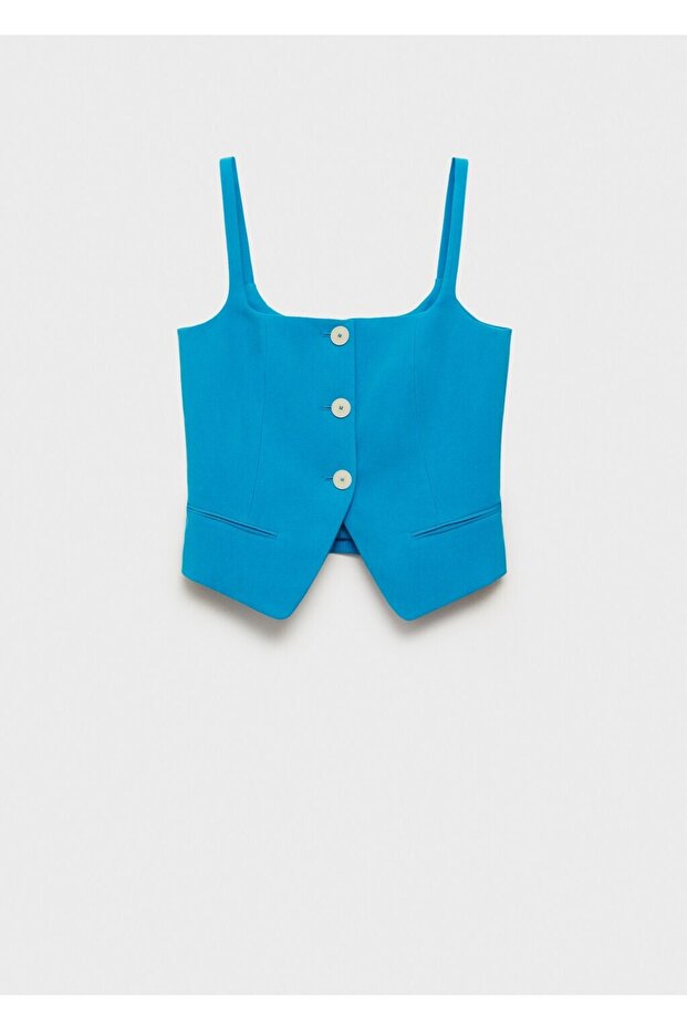 Arkası açık kumaş yelek - 3