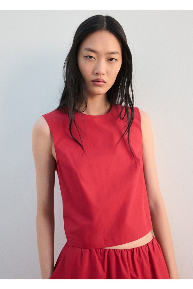 Düğmeli kısa bluz - 1